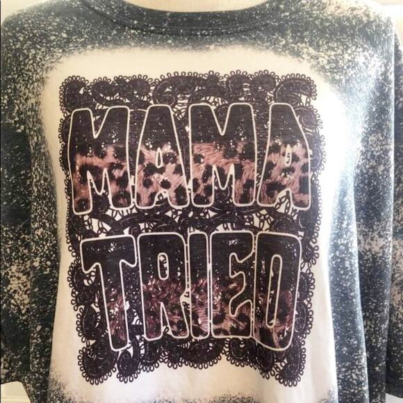 MAMA TRIED Bleach Tie Dye Handmade Graphic Tee - Picture 1 of 4